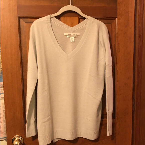 Max Studio Cashmere V-Neck Sweater - Light sea-foam or mint - Picture 3 of 5